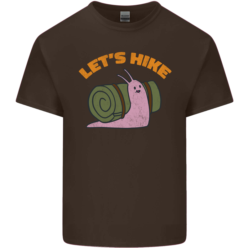 Let's Hike Funny Slug Trekking Walking Mens Cotton T-Shirt Tee Top Dark Chocolate