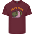 Let's Hike Funny Slug Trekking Walking Mens Cotton T-Shirt Tee Top Maroon