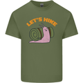 Let's Hike Funny Slug Trekking Walking Mens Cotton T-Shirt Tee Top Military Green
