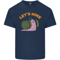 Let's Hike Funny Slug Trekking Walking Mens Cotton T-Shirt Tee Top Navy Blue