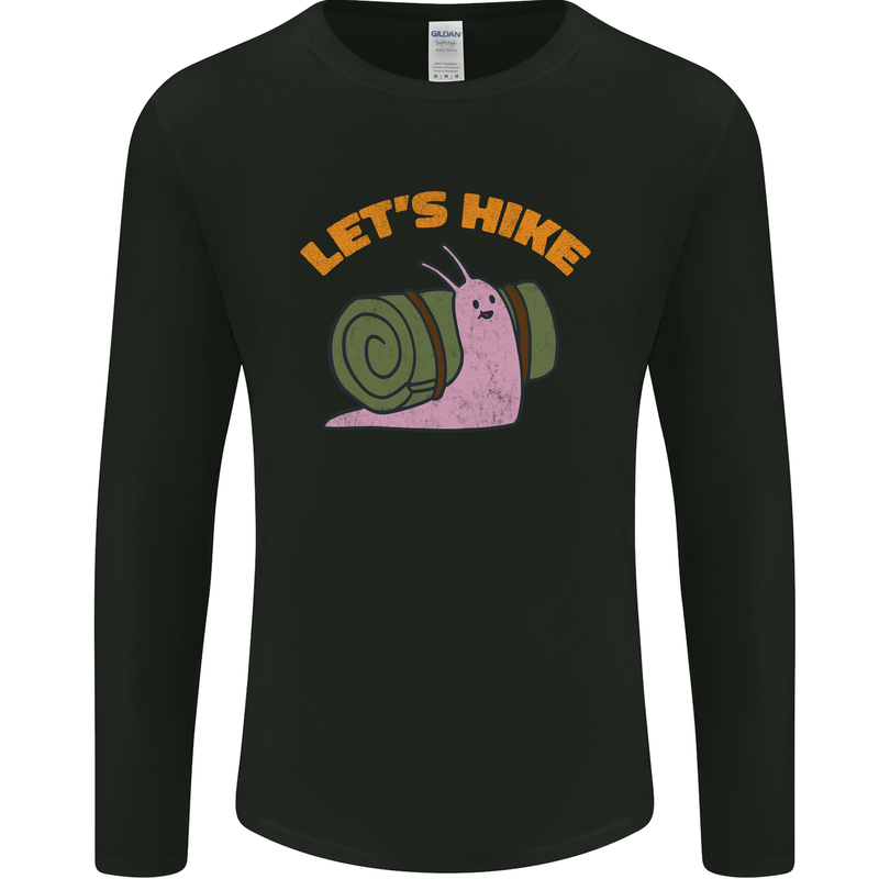 Let's Hike Funny Slug Trekking Walking Mens Long Sleeve T-Shirt Black