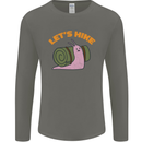 Let's Hike Funny Slug Trekking Walking Mens Long Sleeve T-Shirt Charcoal