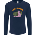 Let's Hike Funny Slug Trekking Walking Mens Long Sleeve T-Shirt Navy Blue