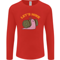 Let's Hike Funny Slug Trekking Walking Mens Long Sleeve T-Shirt Red