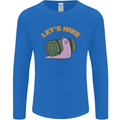 Let's Hike Funny Slug Trekking Walking Mens Long Sleeve T-Shirt Royal Blue