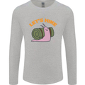 Let's Hike Funny Slug Trekking Walking Mens Long Sleeve T-Shirt Sports Grey