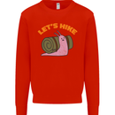 Let's Hike Funny Slug Trekking Walking Mens Sweatshirt Jumper Bright Red