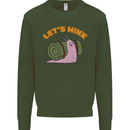Let's Hike Funny Slug Trekking Walking Mens Sweatshirt Jumper Forest Green