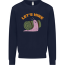 Let's Hike Funny Slug Trekking Walking Mens Sweatshirt Jumper Navy Blue