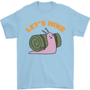 Let's Hike Funny Slug Trekking Walking Mens T-Shirt Cotton Gildan Light Blue