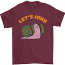 Let's Hike Funny Slug Trekking Walking Mens T-Shirt Cotton Gildan Maroon
