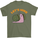 Let's Hike Funny Slug Trekking Walking Mens T-Shirt Cotton Gildan Military Green