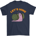 Let's Hike Funny Slug Trekking Walking Mens T-Shirt Cotton Gildan Navy Blue