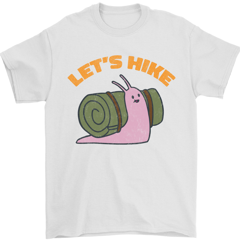 Let's Hike Funny Slug Trekking Walking Mens T-Shirt Cotton Gildan White