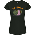 Let's Hike Funny Slug Trekking Walking Womens Petite Cut T-Shirt Black
