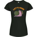 Let's Hike Funny Slug Trekking Walking Womens Petite Cut T-Shirt Black