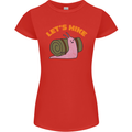 Let's Hike Funny Slug Trekking Walking Womens Petite Cut T-Shirt Red