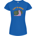 Let's Hike Funny Slug Trekking Walking Womens Petite Cut T-Shirt Royal Blue