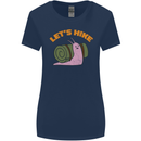 Let's Hike Funny Slug Trekking Walking Womens Wider Cut T-Shirt Navy Blue