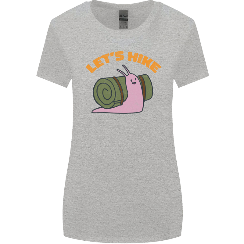 Let's Hike Funny Slug Trekking Walking Womens Wider Cut T-Shirt Sports Grey