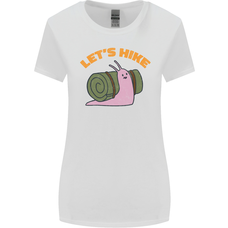 Let's Hike Funny Slug Trekking Walking Womens Wider Cut T-Shirt White