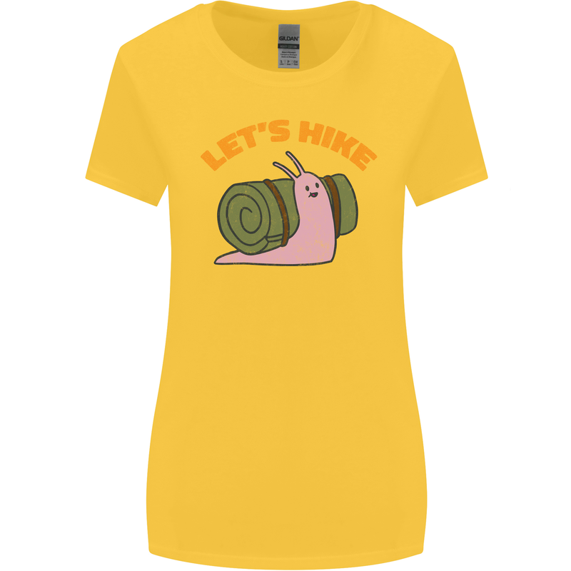 Let's Hike Funny Slug Trekking Walking Womens Wider Cut T-Shirt Yellow