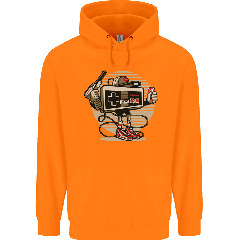 Let's Play Funny Gamer Gaming Childrens Kids Hoodie Orange