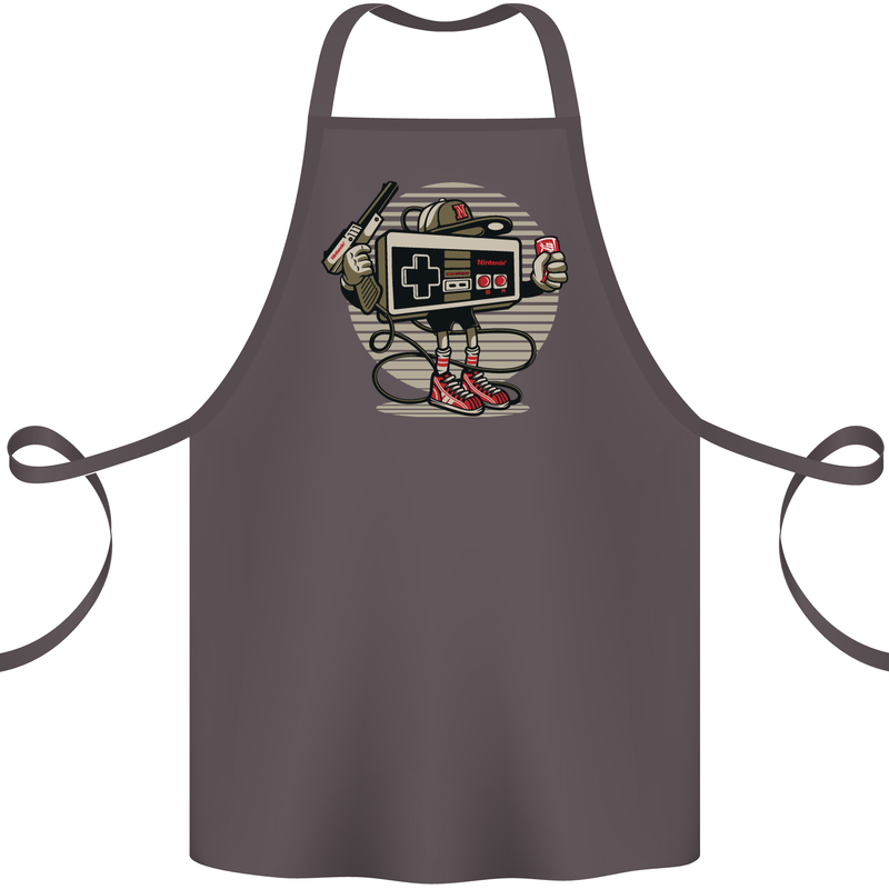 Let's Play Funny Gamer Gaming Cotton Apron 100% Organic Dark Grey