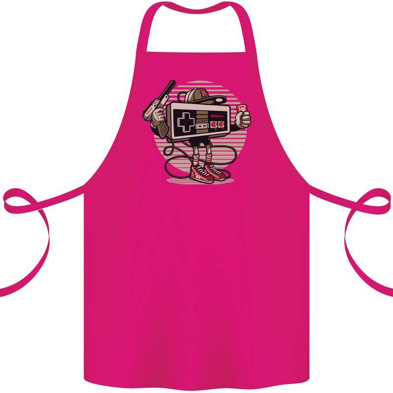 Let's Play Funny Gamer Gaming Cotton Apron 100% Organic Pink