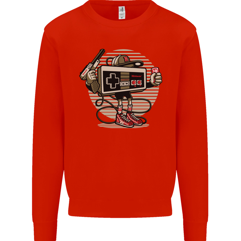 Let's Play Funny Gamer Gaming Kids Sweatshirt Jumper Bright Red