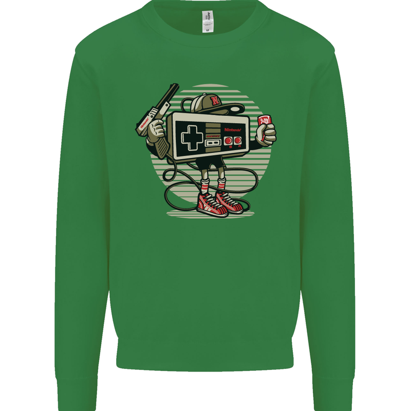 Let's Play Funny Gamer Gaming Kids Sweatshirt Jumper Irish Green