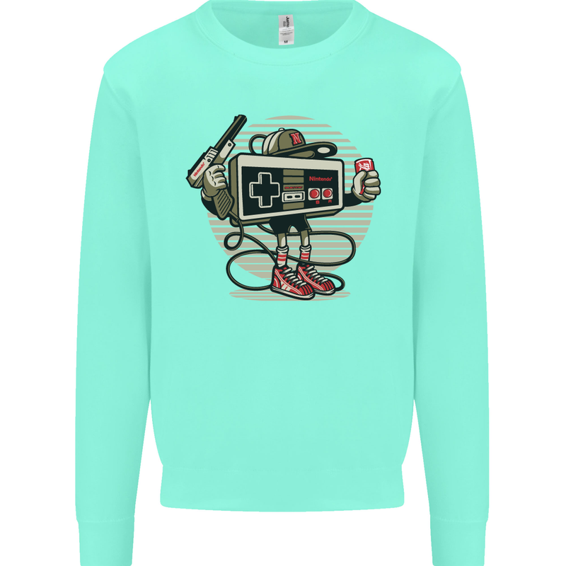 Let's Play Funny Gamer Gaming Kids Sweatshirt Jumper Peppermint