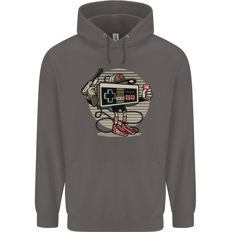 Let's Play Funny Gamer Gaming Mens 80% Cotton Hoodie Charcoal