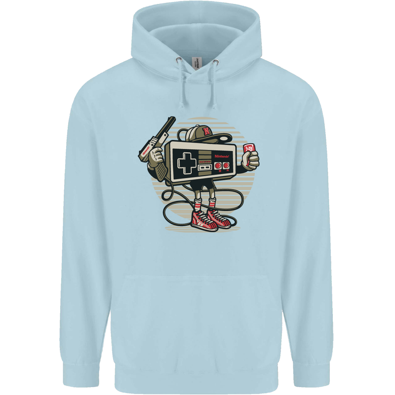 Let's Play Funny Gamer Gaming Mens 80% Cotton Hoodie Light Blue