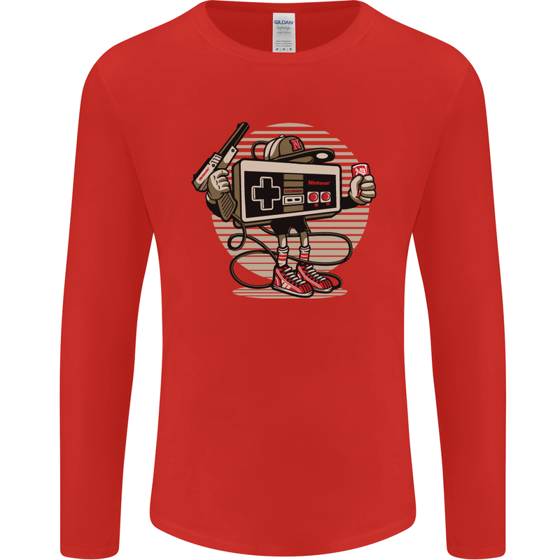 Let's Play Funny Gamer Gaming Mens Long Sleeve T-Shirt Red