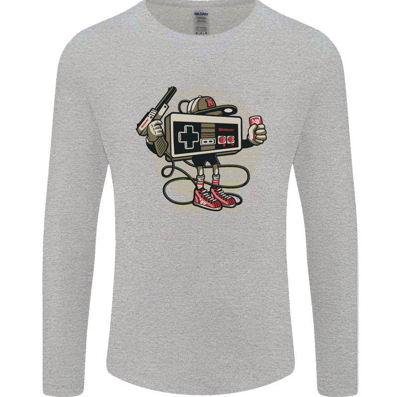 Let's Play Funny Gamer Gaming Mens Long Sleeve T-Shirt Sports Grey