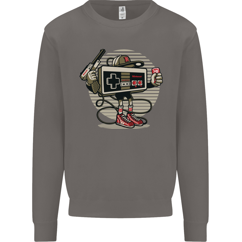 Let's Play Funny Gamer Gaming Mens Sweatshirt Jumper Charcoal