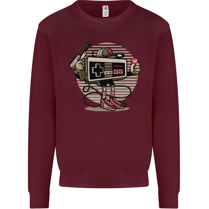 Let's Play Funny Gamer Gaming Mens Sweatshirt Jumper Maroon