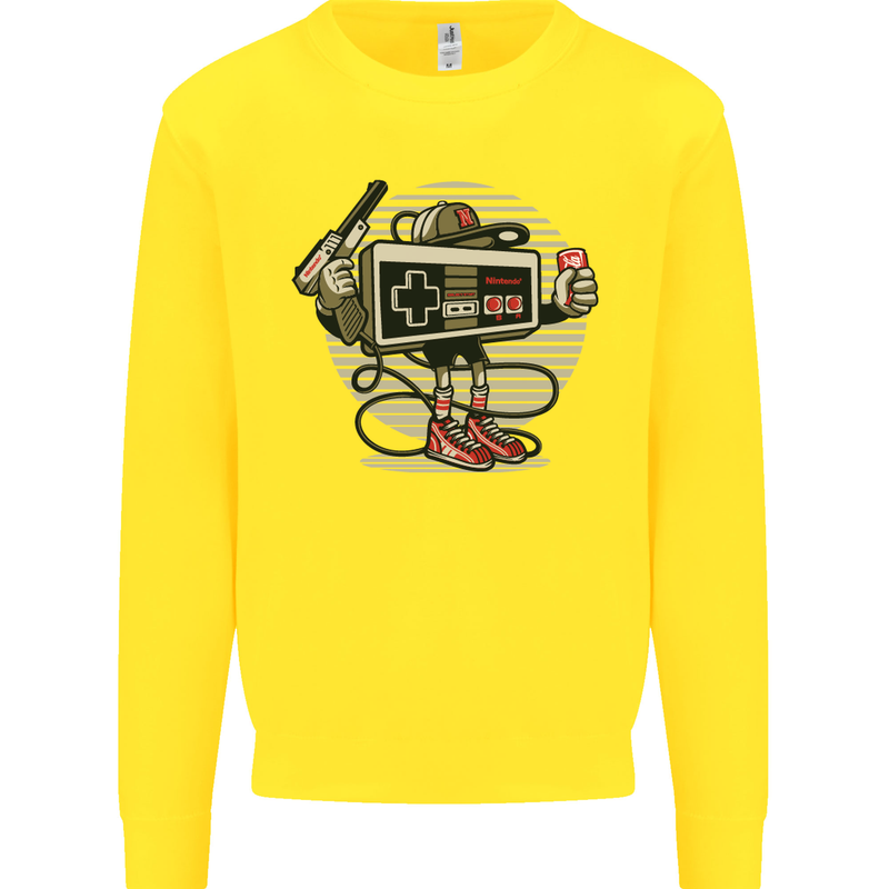 Let's Play Funny Gamer Gaming Mens Sweatshirt Jumper Yellow
