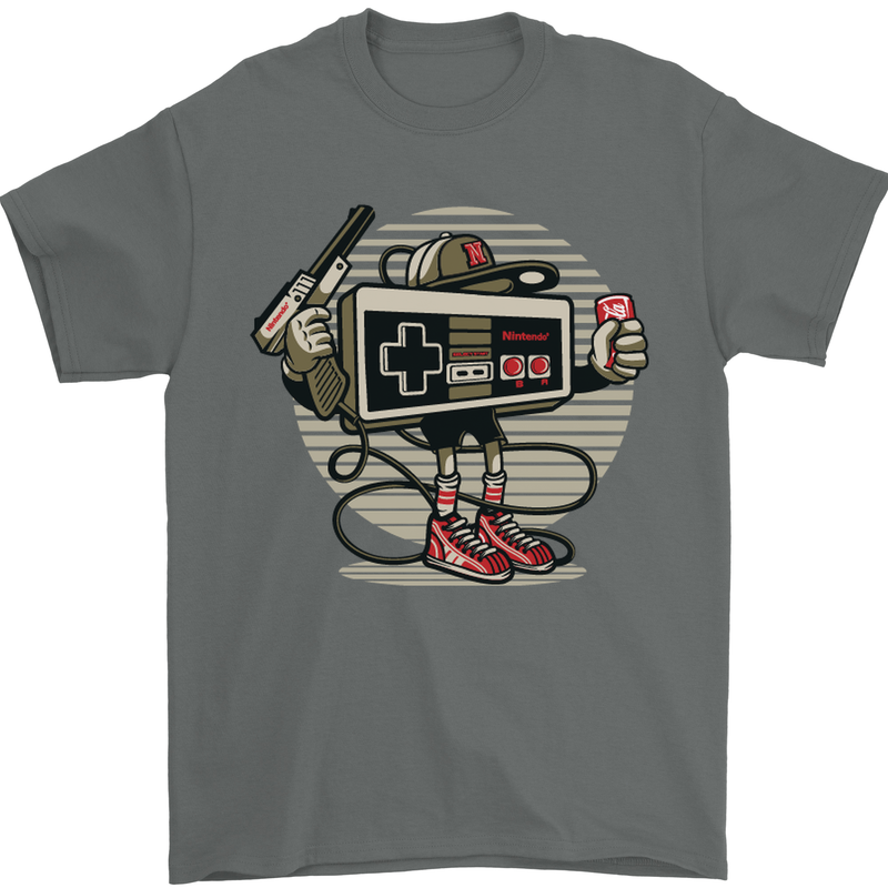 Let's Play Funny Gamer Gaming Mens T-Shirt Cotton Gildan Charcoal