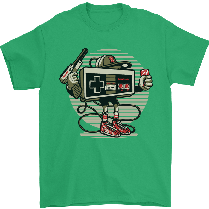 Let's Play Funny Gamer Gaming Mens T-Shirt Cotton Gildan Irish Green