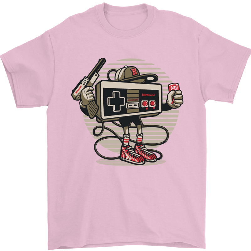 Let's Play Funny Gamer Gaming Mens T-Shirt Cotton Gildan Light Pink