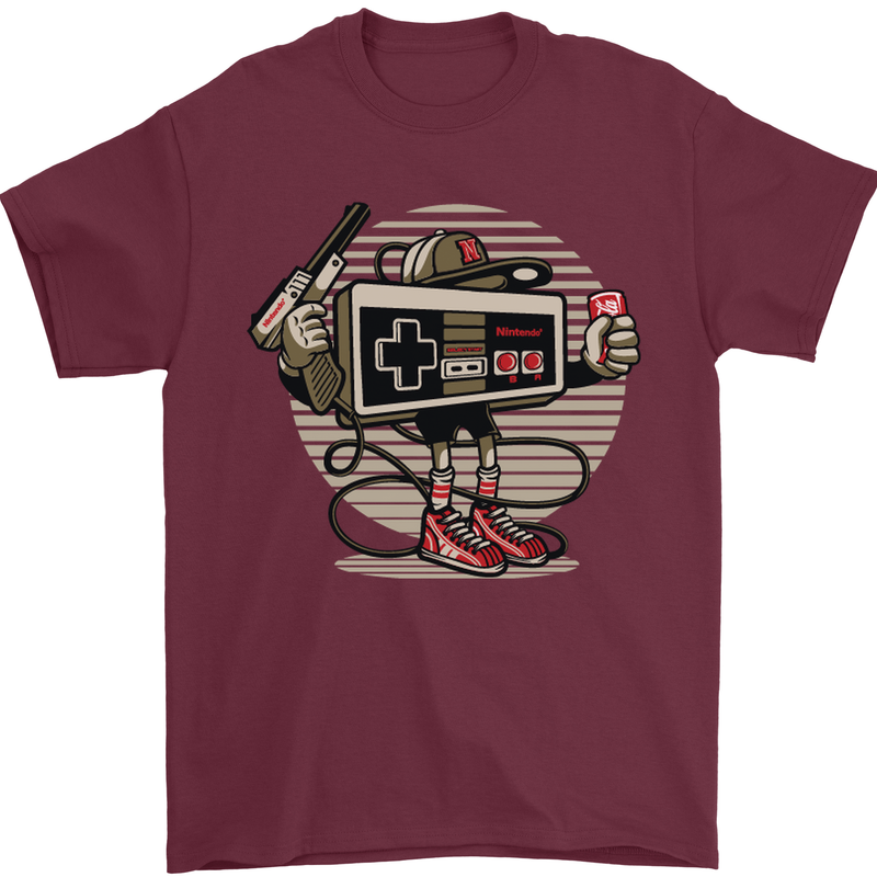 Let's Play Funny Gamer Gaming Mens T-Shirt Cotton Gildan Maroon