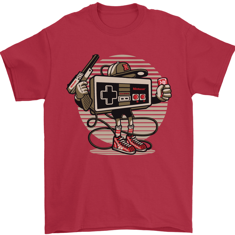 Let's Play Funny Gamer Gaming Mens T-Shirt Cotton Gildan Red