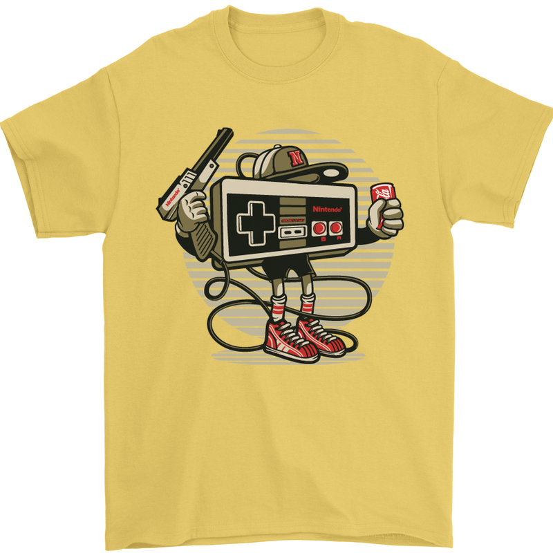 Let's Play Funny Gamer Gaming Mens T-Shirt Cotton Gildan Yellow