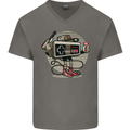 Let's Play Funny Gamer Gaming Mens V-Neck Cotton T-Shirt Charcoal