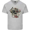 Let's Play Funny Gamer Gaming Mens V-Neck Cotton T-Shirt Sports Grey
