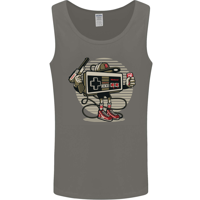 Let's Play Funny Gamer Gaming Mens Vest Tank Top Charcoal