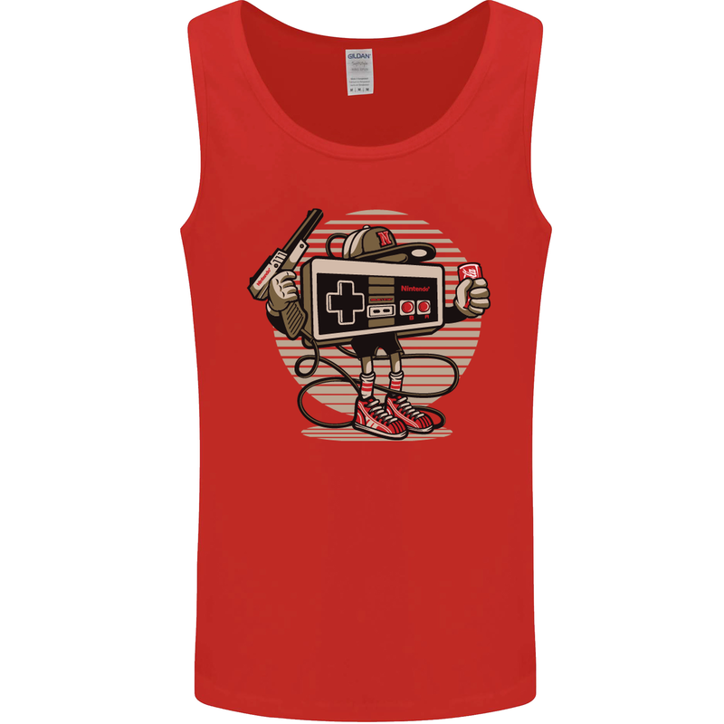 Let's Play Funny Gamer Gaming Mens Vest Tank Top Red
