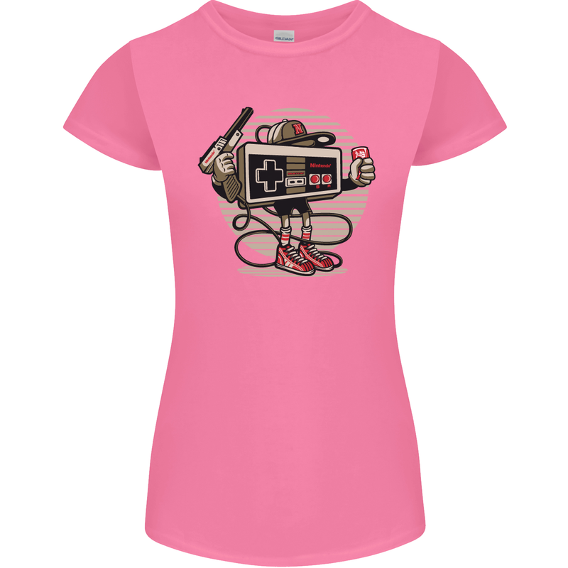 Let's Play Funny Gamer Gaming Womens Petite Cut T-Shirt Azalea